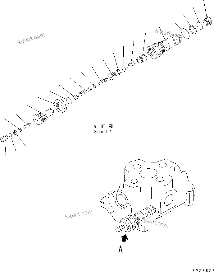 Komatsu parts book diagram for HD255-5 S/N 1001-UP: HOIST VALVE (3/3)