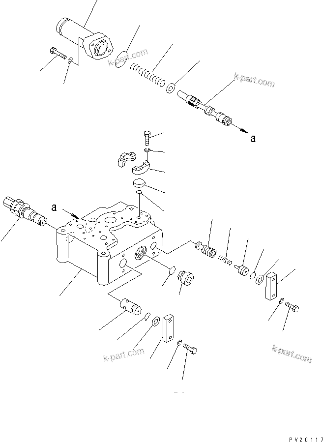 Komatsu parts book diagram for HD255-5 S/N 1001-UP: DEMAND VALVE (1/2)