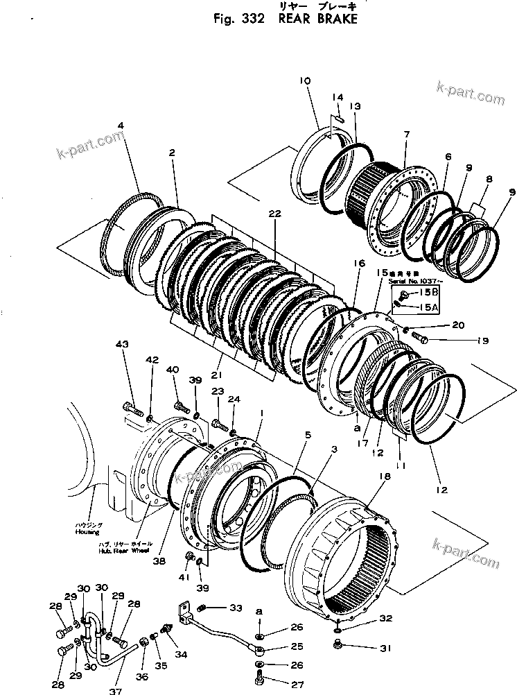Komatsu parts book diagram for HD460-1 S/N 1002-UP: REAR BRAKE