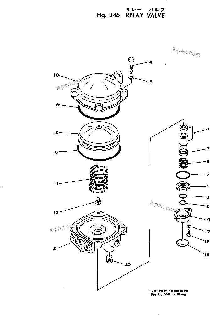 Komatsu parts book diagram for HD460-1 S/N 1002-UP: RELAY VALVE