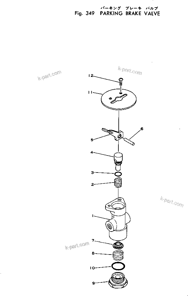 Komatsu parts book diagram for HD460-1 S/N 1002-UP: PARKING BRAKE VALVE