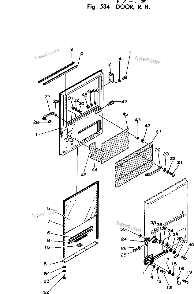 Komatsu parts book diagram for HD460-1 S/N 1002-UP: DOOR ? R.H.