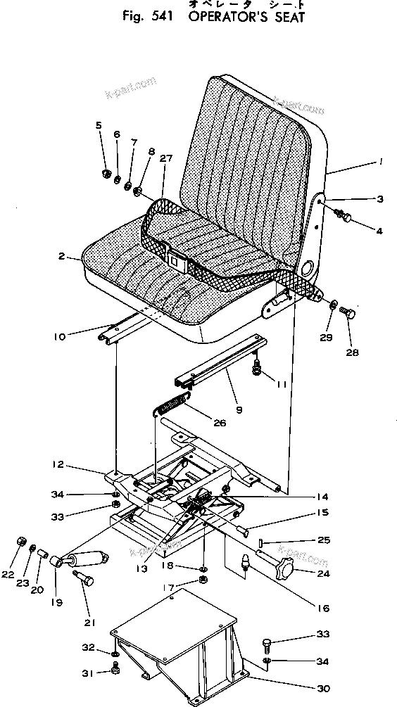 Komatsu parts book diagram for HD460-1 S/N 1002-UP: OPERATOR'S SEAT