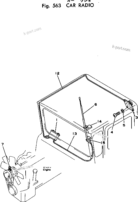 Komatsu parts book diagram for HD460-1 S/N 1002-UP: CAR RADIO