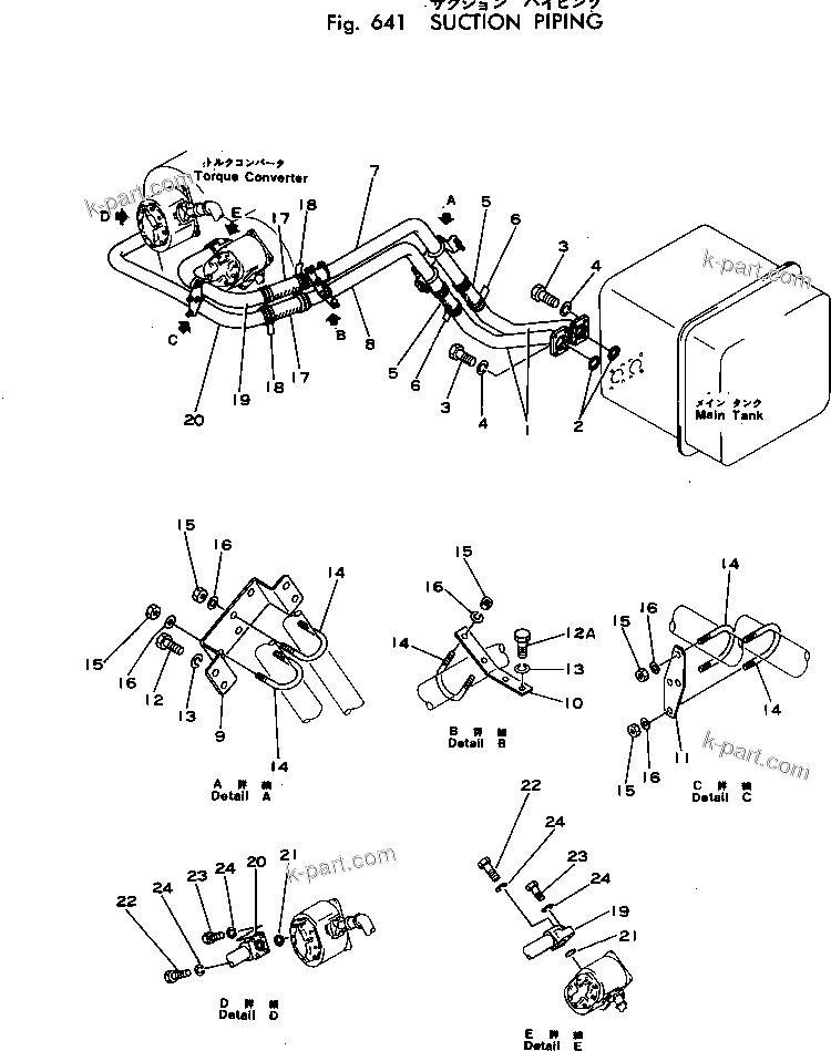 Komatsu parts book diagram for HD460-1 S/N 1002-UP: SUCTION PIPING