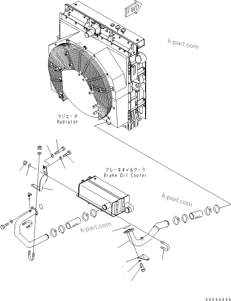 Komatsu parts book diagram for HD465-7R S/N 15001-15351 (W/O EGR): ENGINE RELATED PARTS (COOLANT LINE)(#15025-)