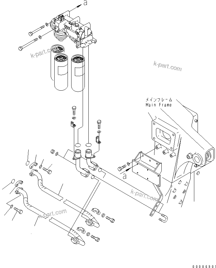 Komatsu parts book diagram for HD465-7R S/N 15001-15351 (W/O EGR): ENGINE RELATED PARTS (OIL FILTER LINE)(#15025-)