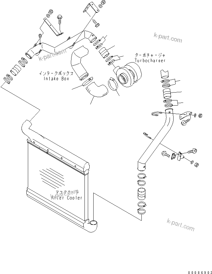 Komatsu parts book diagram for HD465-7R S/N 15001-15351 (W/O EGR): ENGINE RELATED PARTS (AIR INTAKE)(#15025-)