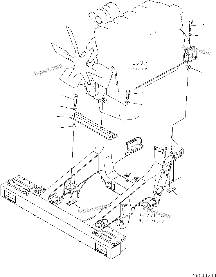Komatsu parts book diagram for HD465-7R S/N 15001-15351 (W/O EGR): ENGINE MOUNTING(#15001-)