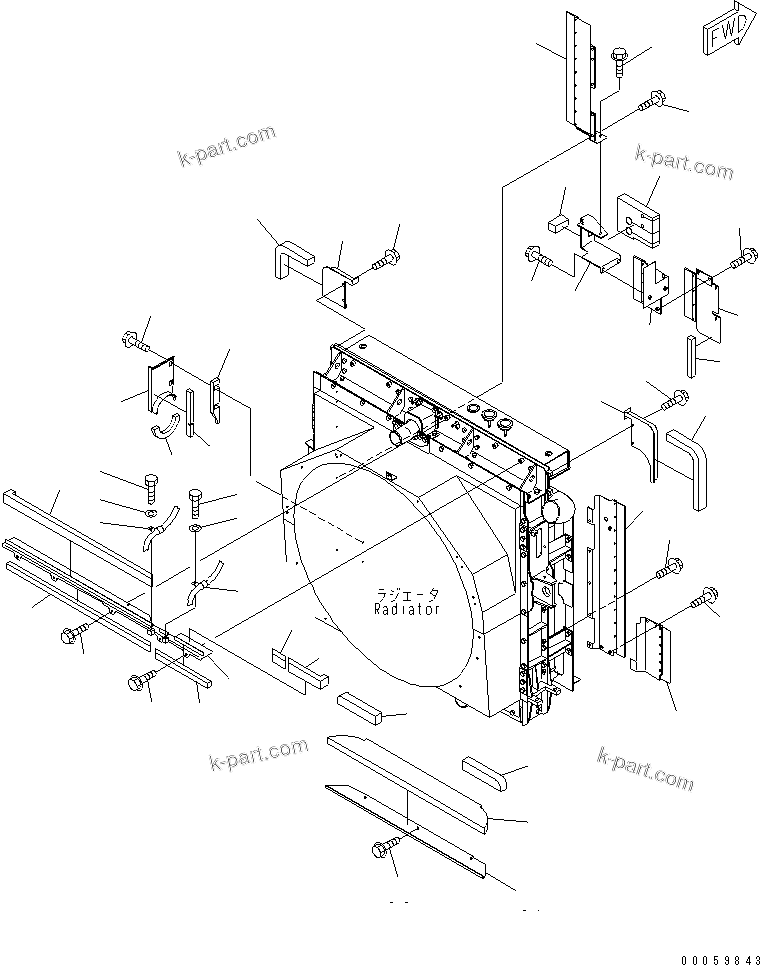 Komatsu parts book diagram for HD465-7R S/N 15001-15351 (W/O EGR): RADIATOR (BUFFER)(#15001-15024)