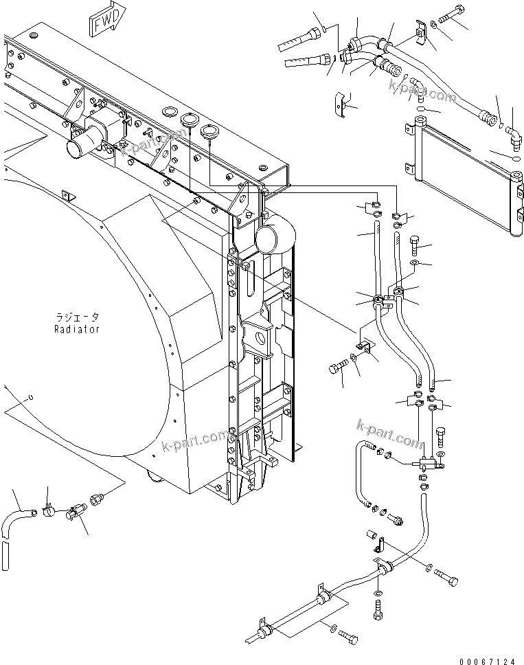 Komatsu parts book diagram for HD465-7R S/N 15001-15351 (W/O EGR): RADIATOR (COOLANT LINE) (2/2)(#15025-)