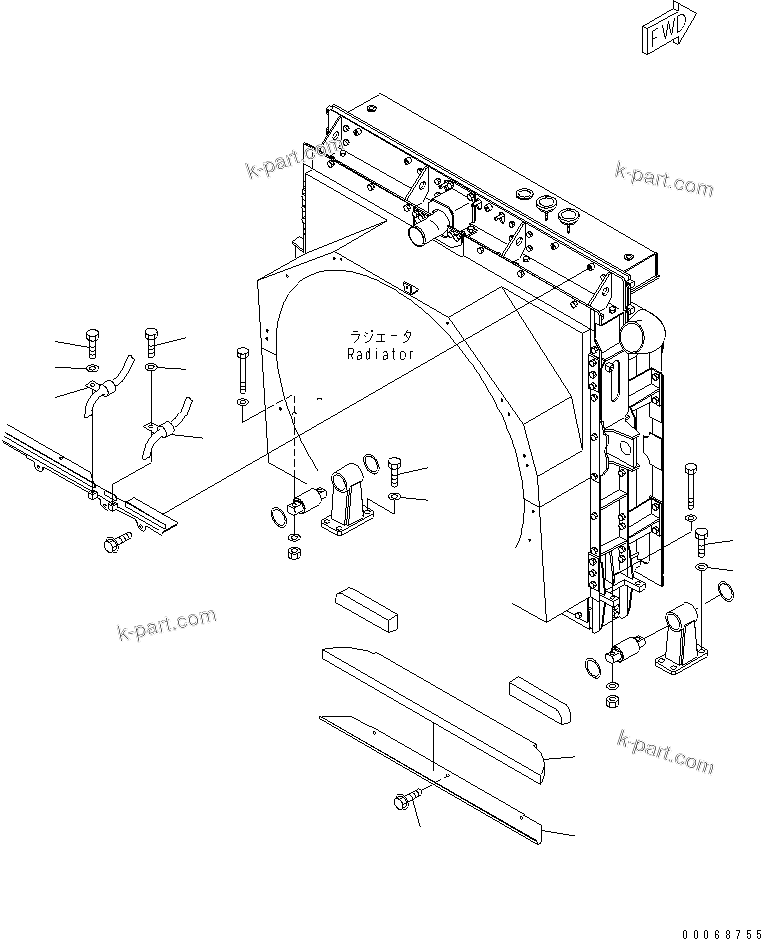 Komatsu parts book diagram for HD465-7R S/N 15001-15351 (W/O EGR): RADIATOR (FAN NET AND RADIATOR RELATED PARTS)(#15025-)