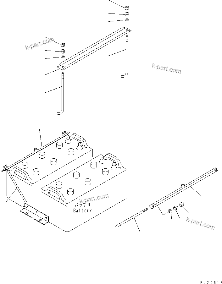 Komatsu parts book diagram for HD465-7R S/N 15001-15351 (W/O EGR): BATTERY (LARGE BATTERY MOUNTING)(#15110-)
