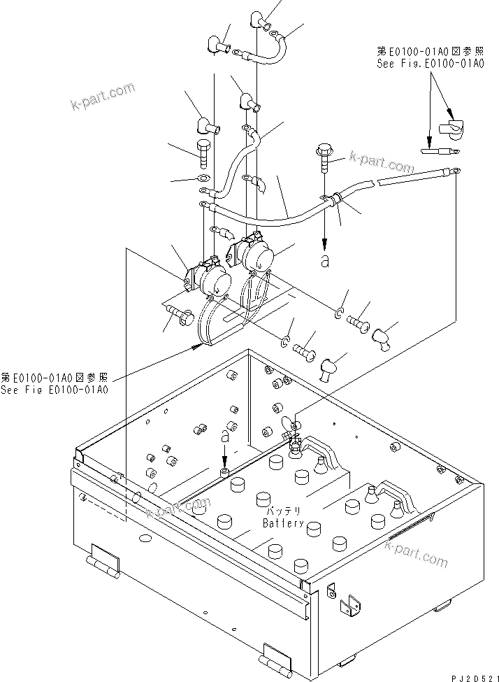 Komatsu parts book diagram for HD465-7R S/N 15001-15351 (W/O EGR): BATTERY (EMERGENCY STEERING RELAY)(#15001-15024)