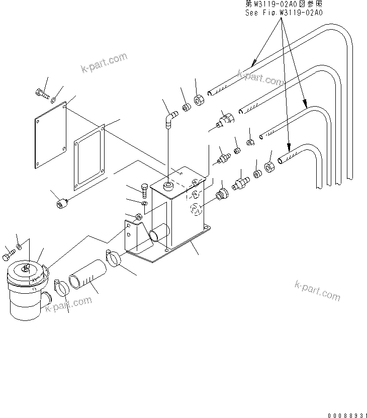 Komatsu parts book diagram for HD465-7R S/N 15001-15351 (W/O EGR): BATTERY (AIR CLEANER) (1/2) (SAND PROTECTION)(#15110-)