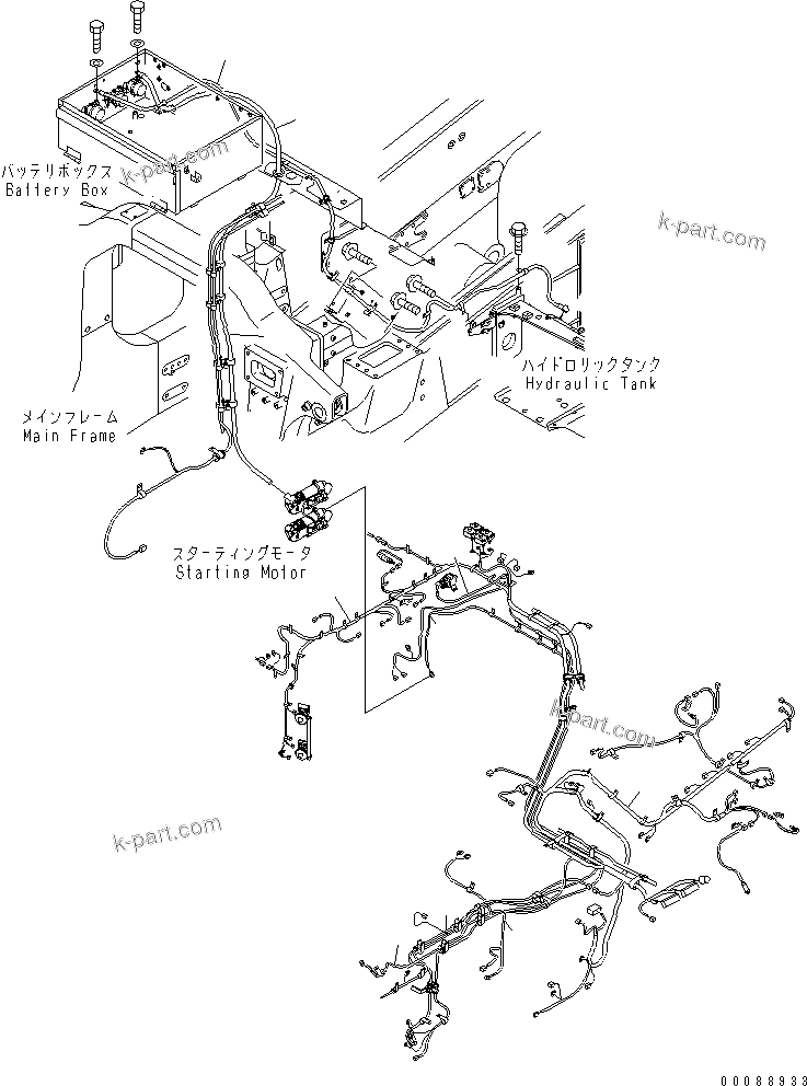 Komatsu parts book diagram for HD465-7R S/N 15001-15351 (W/O EGR): BATTERY (MAIN HARNESS)(#15110-)