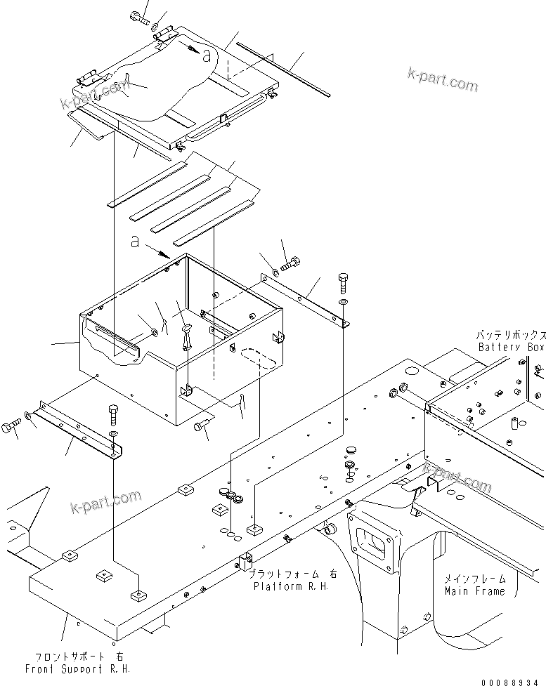 Komatsu parts book diagram for HD465-7R S/N 15001-15351 (W/O EGR): BATTERY (LARGE BATTERY BOX)(#15110-)