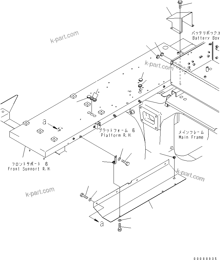 Komatsu parts book diagram for HD465-7R S/N 15001-15351 (W/O EGR): BATTERY (LARGE BATTERY RELATED PARTS)(#15110-)