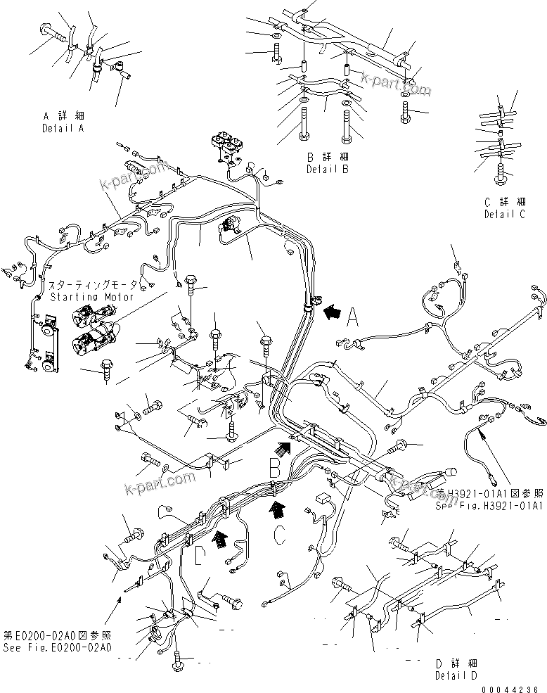 Komatsu parts book diagram for HD465-7R S/N 15001-15351 (W/O EGR): ELECTRICAL SYSTEM (MAIN HARNESS)(#15001-15024)