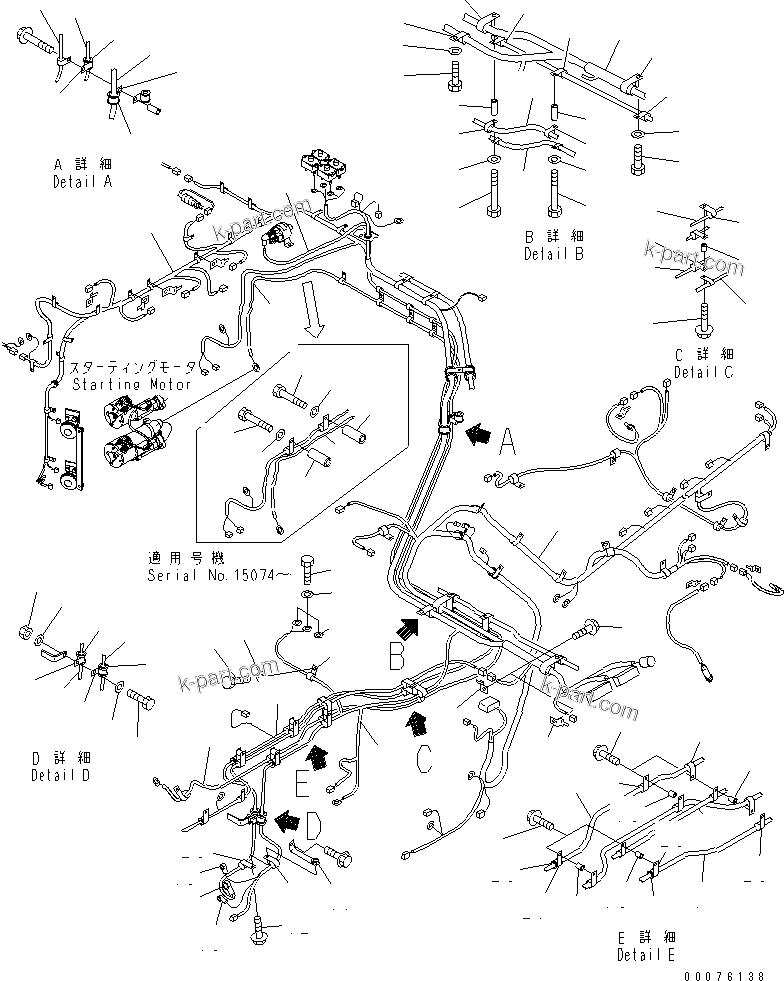 Komatsu parts book diagram for HD465-7R S/N 15001-15351 (W/O EGR): ELECTRICAL SYSTEM (MAIN HARNESS)(#15025-)