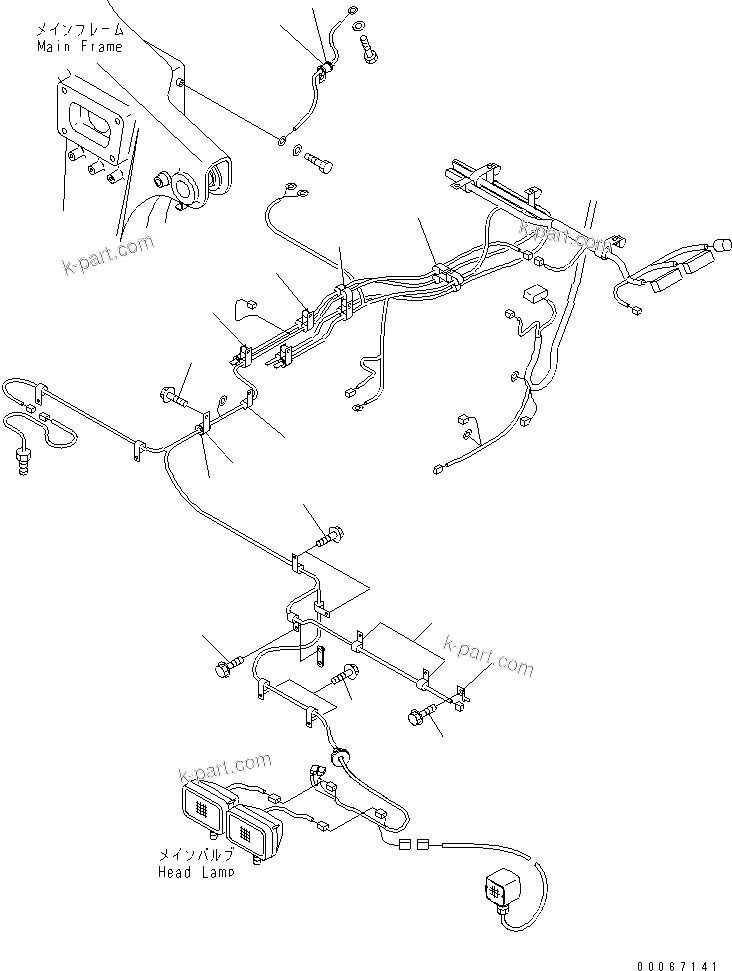 Komatsu parts book diagram for HD465-7R S/N 15001-15351 (W/O EGR): ELECTRICAL SYSTEM (CAB HARNESS)(#15025-)