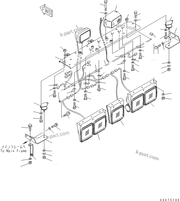 Komatsu parts book diagram for HD465-7R S/N 15001-15351 (W/O EGR): REAR LAMP AND BACK-UP BUZZER(#15001-)