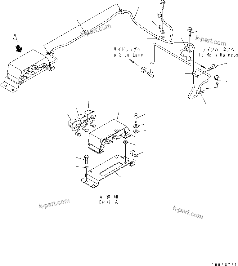 Komatsu parts book diagram for HD465-7R S/N 15001-15351 (W/O EGR): PAYLOAD METER LAMP (PLATFORM) (WITH SIDE LAMP)(#15001-15024)