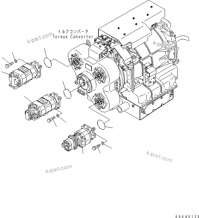 Komatsu parts book diagram for HD465-7R S/N 15001-15351 (W/O EGR): HYDRAULIC PUMP(#15001-15024)