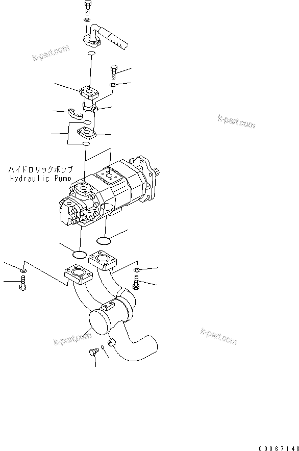Komatsu parts book diagram for HD465-7R S/N 15001-15351 (W/O EGR): HYDRAULIC PIPING (STEERING AND HOIST PUMP LINE)(#15025-)