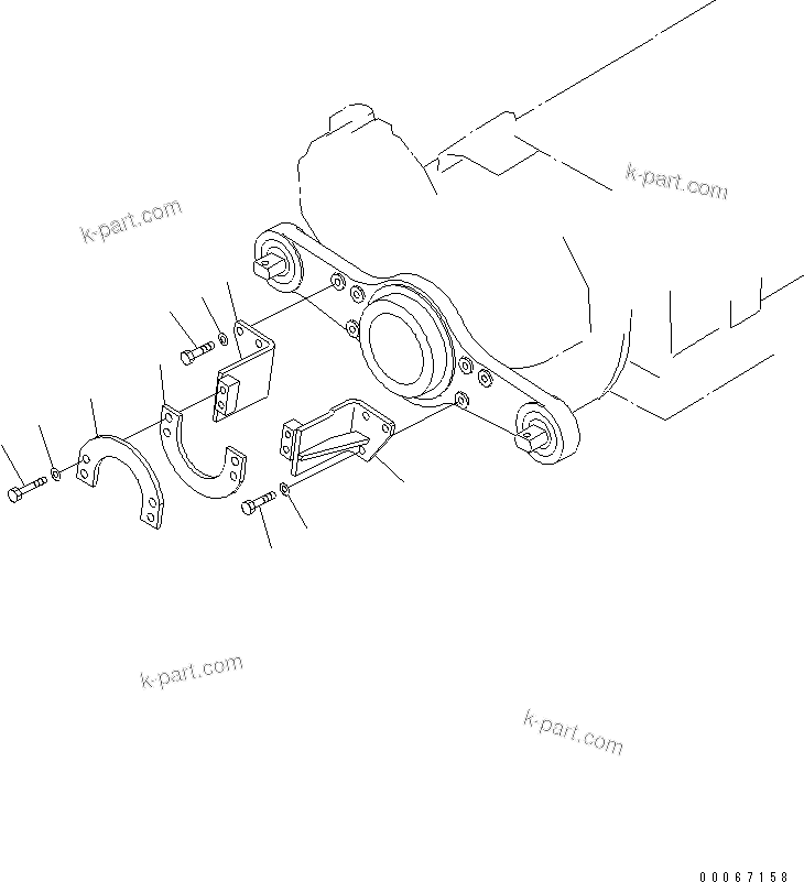 Komatsu parts book diagram for HD465-7R S/N 15001-15351 (W/O EGR): FRONT PROPELLER SHAFT GUARD(#15025-)