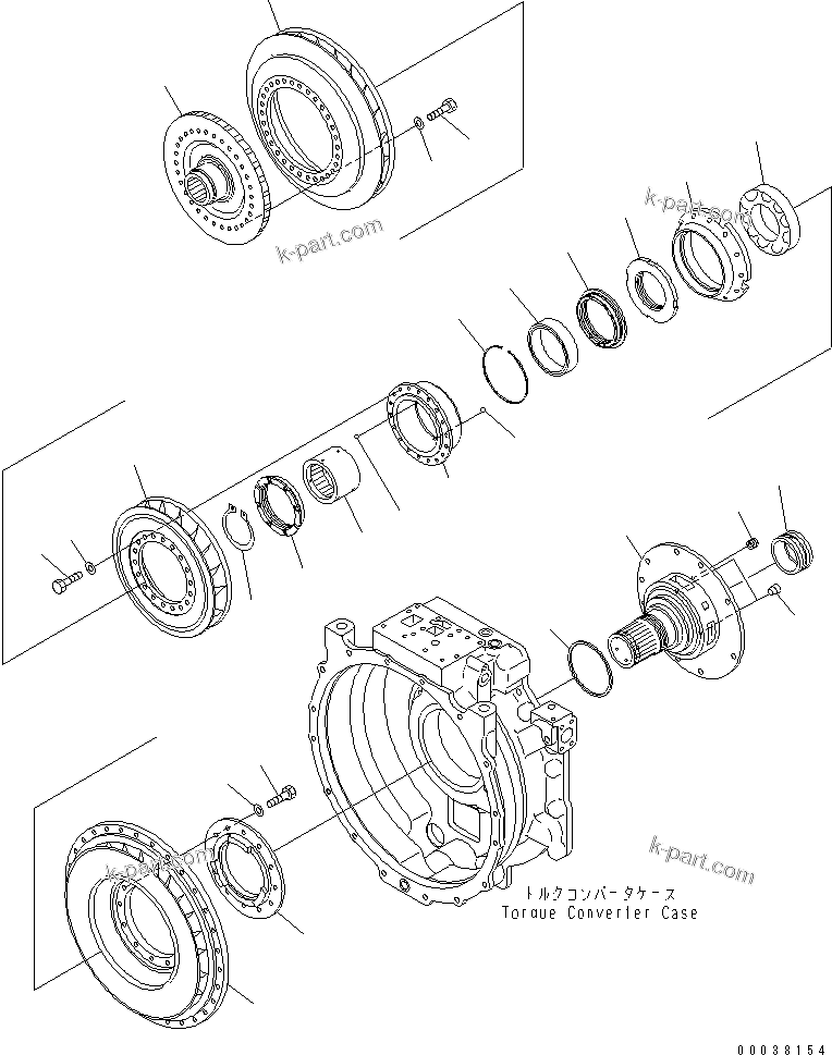 Komatsu parts book diagram for HD465-7R S/N 15001-15351 (W/O EGR): TORQUE CONVERTER (1/3) (BARE UNIT)(#15001-)