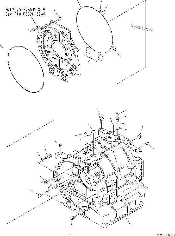 Komatsu parts book diagram for HD465-7R S/N 15001-15351 (W/O EGR): TRANSMISSION (7/8) (CASE)(#15001-)