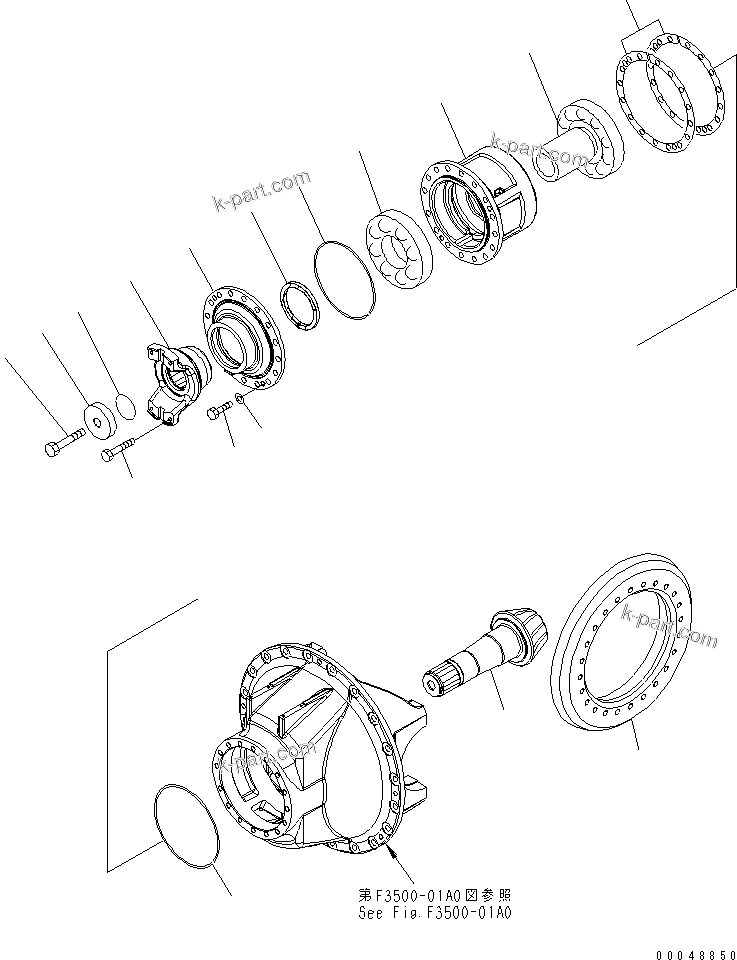 Komatsu parts book diagram for HD465-7R S/N 15001-15351 (W/O EGR): REAR AXLE (REAR DIFFERENTIAL) (2/4)(#15001-)