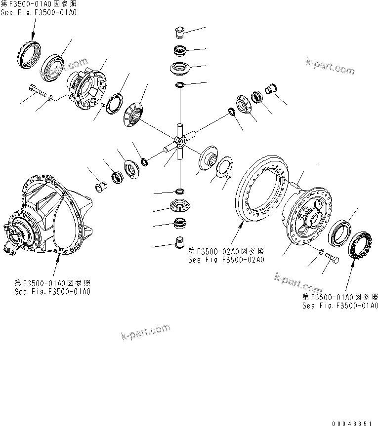 Komatsu parts book diagram for HD465-7R S/N 15001-15351 (W/O EGR): REAR AXLE (REAR DIFFERENTIAL) (3/4)(#15001-)