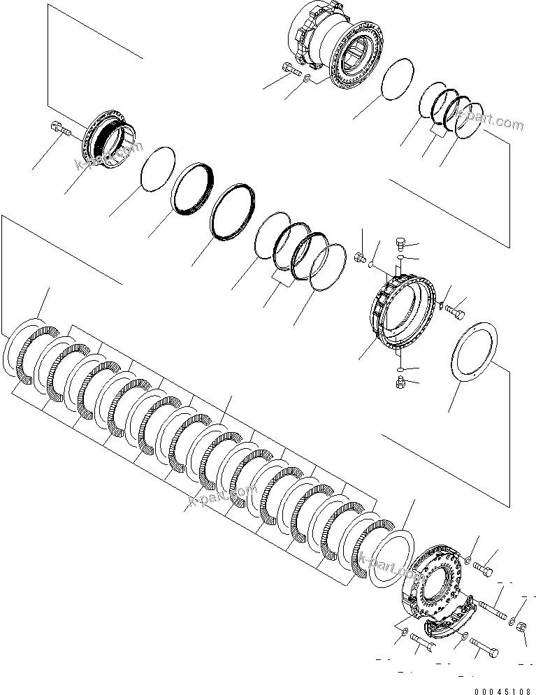 Komatsu parts book diagram for HD465-7R S/N 15001-15351 (W/O EGR): REAR AXLE (REAR WHEEL BRAKE) (R.H.) (2/3)(#15001-)