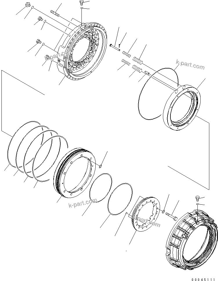 Komatsu parts book diagram for HD465-7R S/N 15001-15351 (W/O EGR): REAR AXLE (REAR WHEEL BRAKE) (L.H.) (1/3)(#15001-)