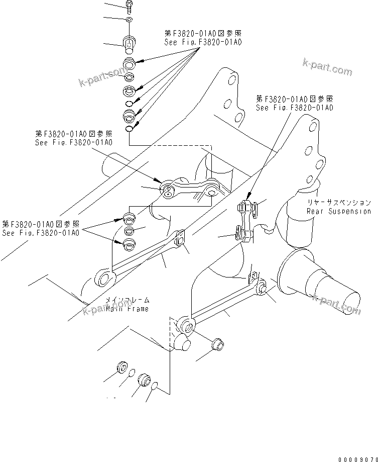 Komatsu parts book diagram for HD465-7R S/N 15001-15351 (W/O EGR): REAR AXLE (REAR AXLE SUPPORT)(#15001-)