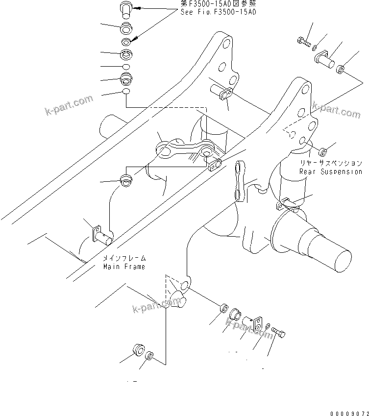 Komatsu parts book diagram for HD465-7R S/N 15001-15351 (W/O EGR): REAR AXLE SUPPORT(#15001-15024)