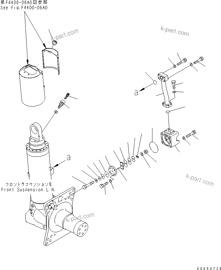 Komatsu parts book diagram for HD465-7R S/N 15001-15351 (W/O EGR): FRONT AXLE (L.H.) (SUSPENSION) (1/3) (FOR PAYLOAD METER)(#15001-)
