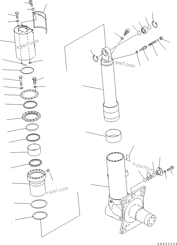 Komatsu parts book diagram for HD465-7R S/N 15001-15351 (W/O EGR): FRONT AXLE (L.H.) (SUSPENSION) (3/3)(#15341-15359)