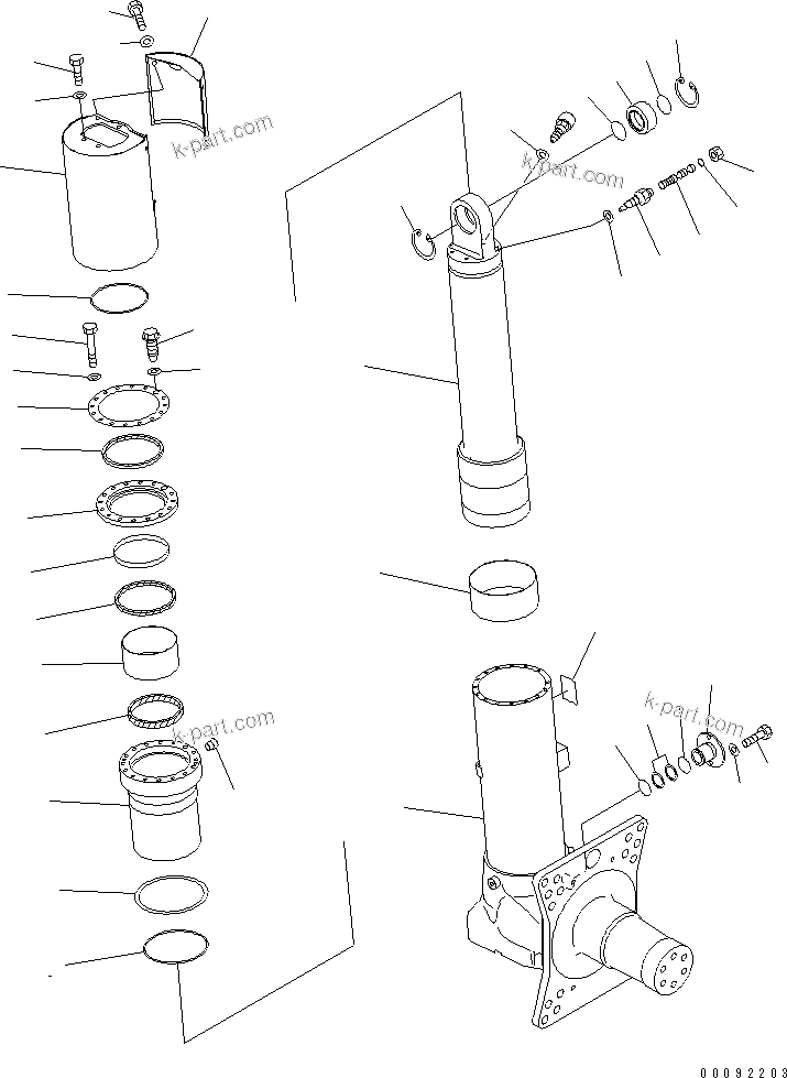 Komatsu parts book diagram for HD465-7R S/N 15001-15351 (W/O EGR): FRONT AXLE (L.H.) (SUSPENSION) (3/3)(#15360-)
