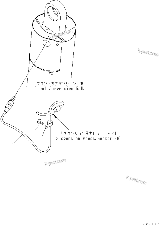 Komatsu parts book diagram for HD465-7R S/N 15001-15351 (W/O EGR): FRONT AXLE (R.H.) (SUSPENSION PRESSURE SENSOR) (FOR PAYLOAD METER)(#15001-)