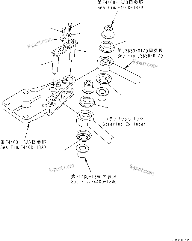 Komatsu parts book diagram for HD465-7R S/N 15001-15351 (W/O EGR): FRONT AXLE (R.H.) (MOUNTING PIN)(#15001-)