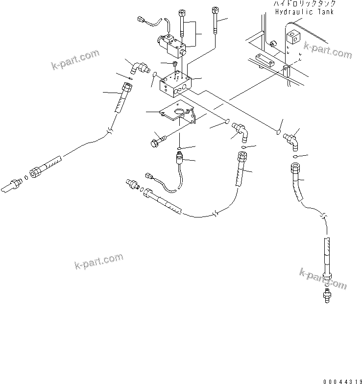Komatsu parts book diagram for HD465-7R S/N 15001-15351 (W/O EGR): HYDRAULIC TANK (PARKING BRAKE LINE)(#15025-)