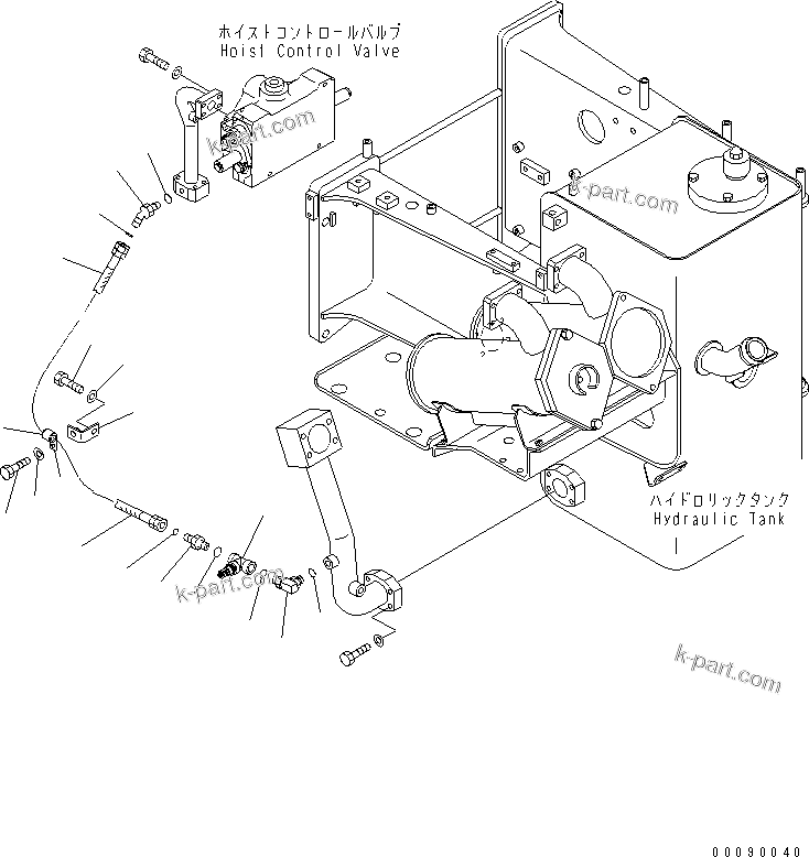 Komatsu parts book diagram for HD465-7R S/N 15001-15351 (W/O EGR): HYDRAULIC TANK (EMERGENCY BODY DOWN VALVE)(#15298-)