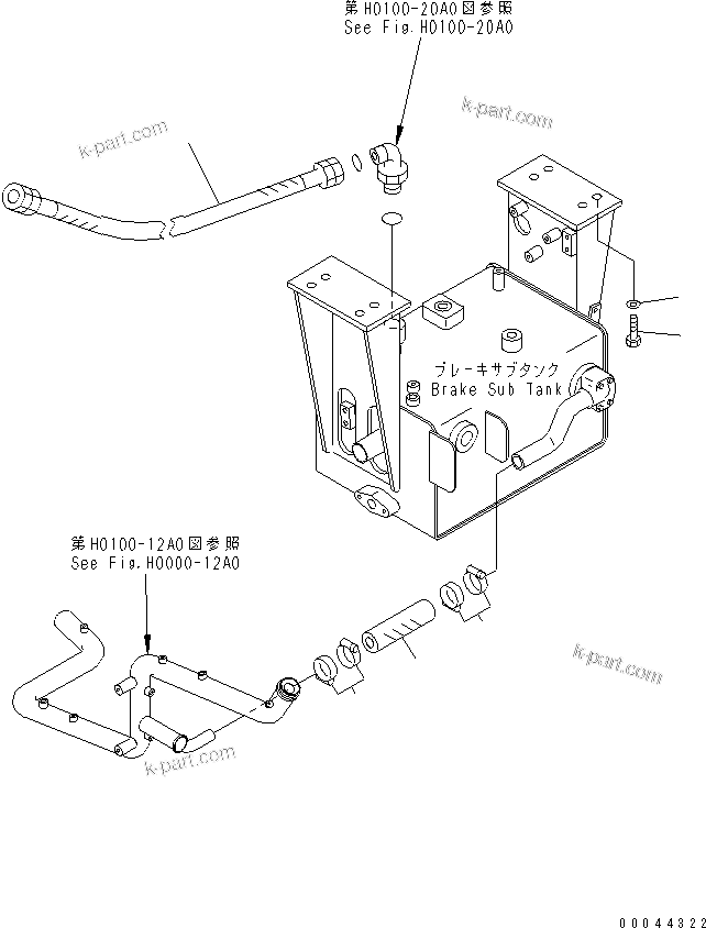 Komatsu parts book diagram for HD465-7R S/N 15001-15351 (W/O EGR): HYDRAULIC TANK (SUB TANK MOUNTING PARTS)(#15001-15024)