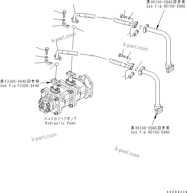 Komatsu parts book diagram for HD465-7R S/N 15001-15351 (W/O EGR): HYDRAULIC PIPING (PUMP TO DEMAND VALVE)(#15001-15024)