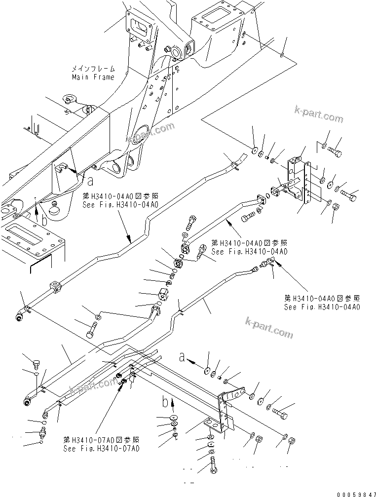 Komatsu parts book diagram for HD465-7R S/N 15001-15351 (W/O EGR): HYDRAULIC PIPING (DEMAND VALVE TO STEERING VALVE) (1/2) (WITH ENGINE SIDE COVER)(#15001-15024)