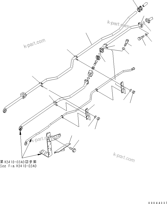 Komatsu parts book diagram for HD465-7R S/N 15001-15351 (W/O EGR): HYDRAULIC PIPING (DEMAND VALVE TO STEERING VALVE) (2/2)(#15001-15024)