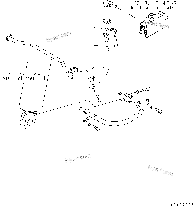 Komatsu parts book diagram for HD465-7R S/N 15001-15351 (W/O EGR): HYDRAULIC PIPING (HOIST CONTROL VALVE LINE)(#15025-)